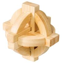 Joc logic IQ din lemn bambus Double disk puzzle 3d