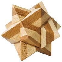 Joc logic IQ din lemn bambus Star, cutie metal