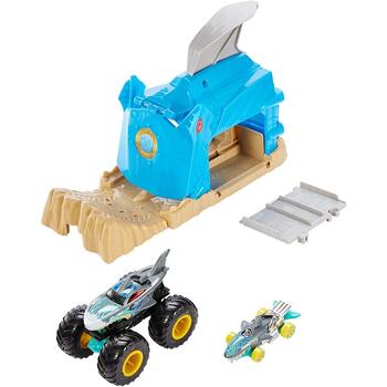 Mattel Hot Wheels Lansator Monster Truck Rechinul Cu Doua Masinute