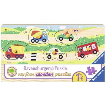 Ravensburger Puzzle Din Lemn Cu Vehicule, 5 Piese
