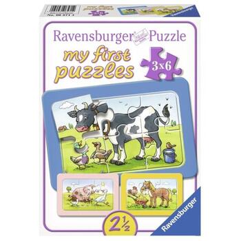 Ravensburger Puzzle Animalele Buni Prieteni, 3x6 Piese