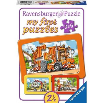 Ravensburger Puzzle Masina De Gunoi, Ambulanta Si Camion De Remorcare, 3x6 Piese