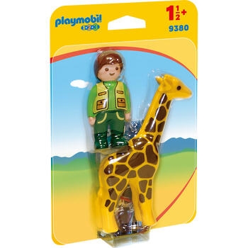 Playmobil 1.2.3 Ingrijitor Zoo Cu Girafa