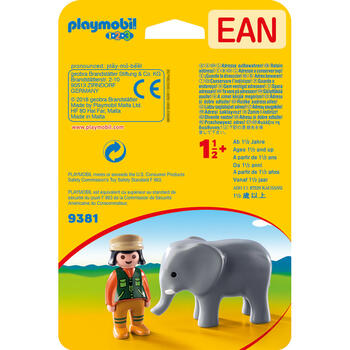 Playmobil 1.2.3 Ingrijitor Zoo Cu Elefant