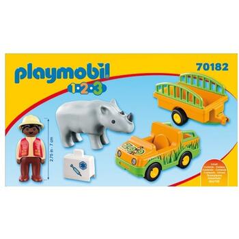 Playmobil 1.2.3 Masina Zoo Cu Rinocer
