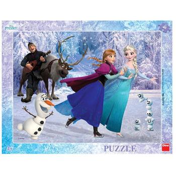 Dino Puzzle cu rama - Anna si Elsa la patinoar (40 piese)