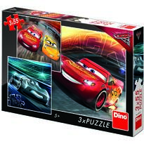Puzzle 3 in 1 - Cars 3: Cursa cea mare (55 piese)