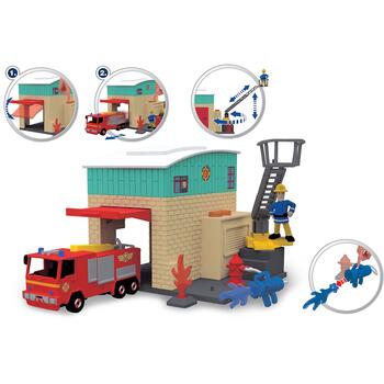 Jucarie Dickie Toys Statie de pompieri Fireman Sam cu 1 masinuta si 1 figurina