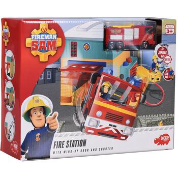 Jucarie Dickie Toys Statie de pompieri Fireman Sam cu 1 masinuta si 1 figurina
