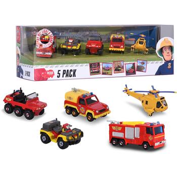 Set Dickie Toys 4 masinute si un elicopter Fireman Sam