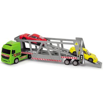 Camion Dickie Toys cu trailer si 2 masini Porsche
