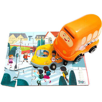 Topbright Puzzle din lemn - Autobuzul scolii