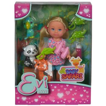 Papusa Simba Evi Love 12 cm Baby Safari cu figurine si accesorii