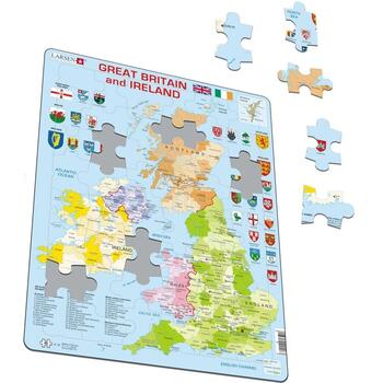 Puzzle Harta Politica a Marii Britanii si a Irlandei (EN), 48 piese Larsen LRK18