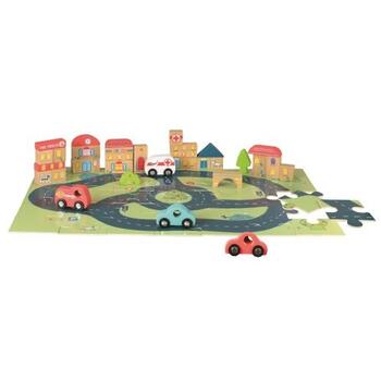 Egmont Toys Puzzle gigant Oras, cu vehicule si cuburi