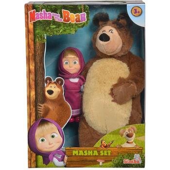 Set Simba Masha and The Bear papusa Masha 12 cm si ursulet de plus 25 cm