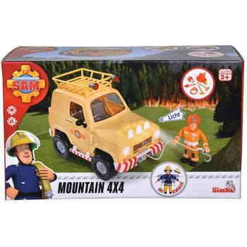Masina Simba Fireman Sam, Sam Mountain 4x4 cu 1 figurina si accesorii