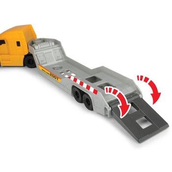 Camion Dickie Toys Mack Volvo Micro Builder cu remorca, buldozer si camion basculant