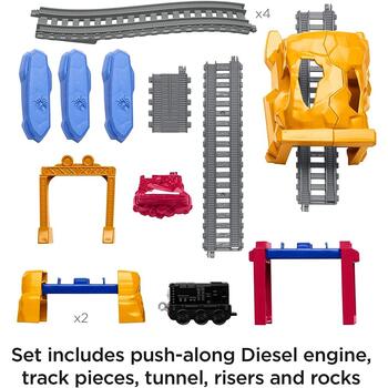 Fisher-Price Set by Mattel Thomas and Friends, Diesel Tunel Blast, sina cu locomotiva motorizata