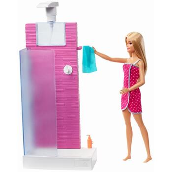 Mattel Barbie Set Baie Cu Dus Si Papusa Blonda