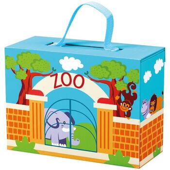 Bino Set valiza cu animalute de lemn la Zoo