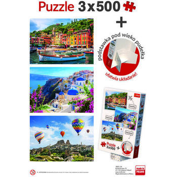 Set Puzzle Trefl 3 X 500 Portofino Santorini Cappadocia