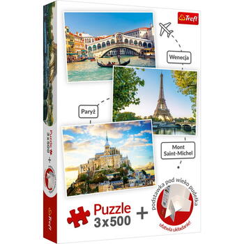 Set Puzzle Trefl 3 X 500 Venetia Paris Mont Saint-michel