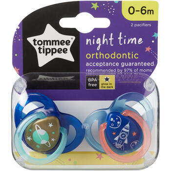 Set Suzete Ortodontice de Noapte, Tommee Tippee, 0 - 6 Luni, 2 buc, Racheta Albastra