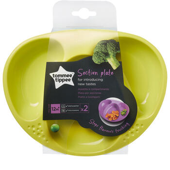 Set Farfurii Compartimentate Explora, Tommee Tippee, 2 buc, Turquoise / Galben