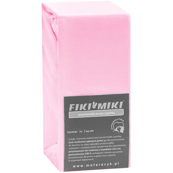 Fiki Miki Cearsaf cu elastic jerse din bumbac, roz 95/ 65 cm