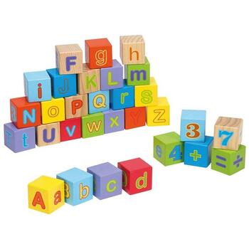 Joueco - Cuburi din lemn Alfabetul, 30 piese