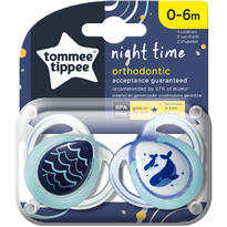 Suzeta ortodontica de noapte Tommee Tippee, 0-6 luni, Balenute, 2 buc