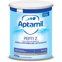 Lapte praf Nutricia pentru alergii si intolerante usoare, Aptamil Pepti 2 DHA, 400g, 6luni+