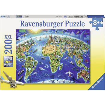 Ravensburger Puzzle Harta Cu Monumentele Lumii, 200 Piese
