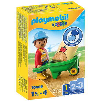 Playmobil 1.2.3 Muncitor Cu Roaba