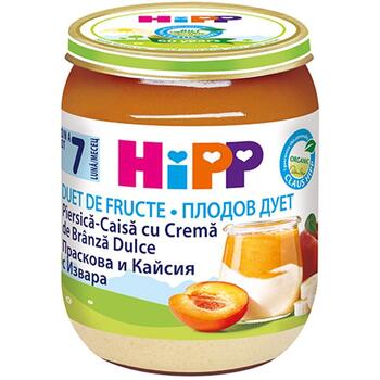 HiPP Piure Fruit-Duet piersica, caisa si crema de branza 160 gr