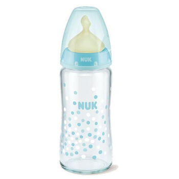 NUK Biberon First Choice Plus sticla 240 ml, tetina latex M 0-6 luni turcoaz