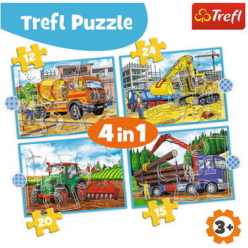 Puzzle Trefl 4in1 Utilaje Constructii