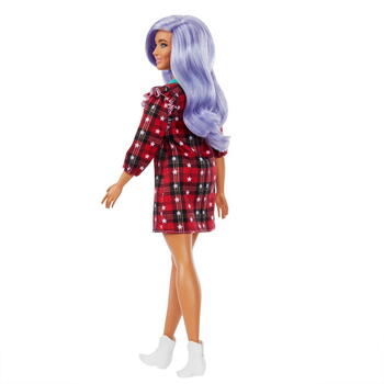 Mattel Papusa Barbie Fashionista Cu Parul Mov Si Rochita Cu Stelute