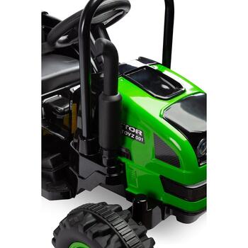 Tractor electric cu remorca si telecomanda Toyz HECTOR 12V Verde - Verde