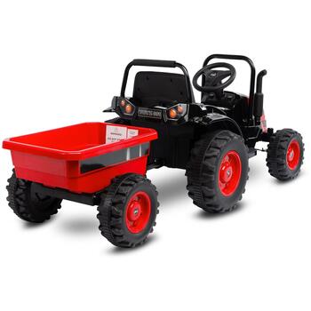 Tractor electric cu remorca si telecomanda Toyz HECTOR 12V Rosu - Rosu
