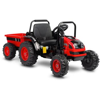 Tractor electric cu remorca si telecomanda Toyz HECTOR 12V Rosu - Rosu