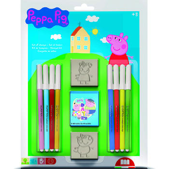 Set pictura 11 piese, 2 stampile, tus si 8 carioci Peppa Pig Multiprint MP26875