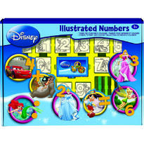 Set educativ cu stampile Numere Disney 46 piese, 26 stampile, tus, 18 carioci si caiet cu activitati Multiprint MP1937