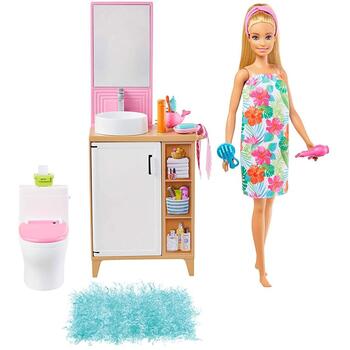 Set Barbie by Mattel Mobilier baie cu papusa si accesorii GRG87