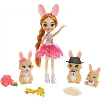 Papusa Enchantimals by Mattel Brystal Bunny Family cu 3 figurine si accesorii