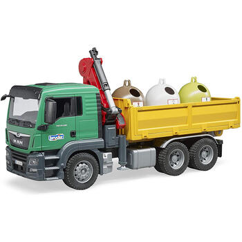 Bruder - Camion Man Tgs Cu 3 Containere De Reciclat Sticla