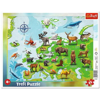 Trefl Puzzle 25 Plansa Harta Europei Cu Animale