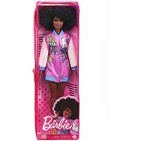 Papusa Barbie Fashionista Cu Parul Afro Si Jacheta Lila
