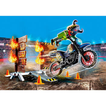 Playmobil Stunt Show - Motocicleta Cu Perete De Foc